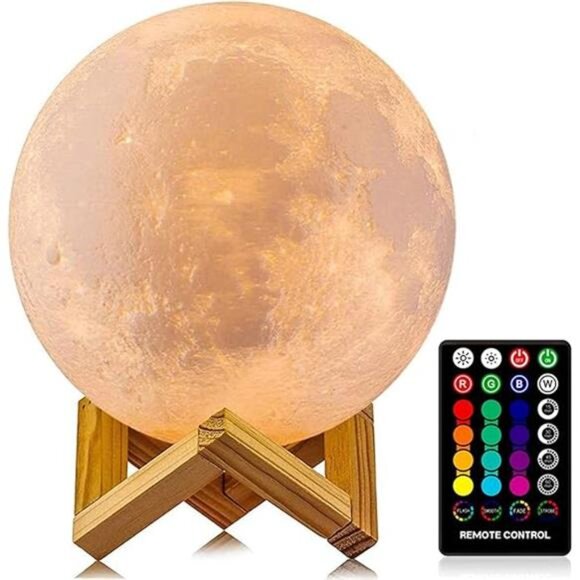 Moon Lamp, 16 Colors LED Night Light for Kids 3D Printing Moon Light - Picture 8 of 8
